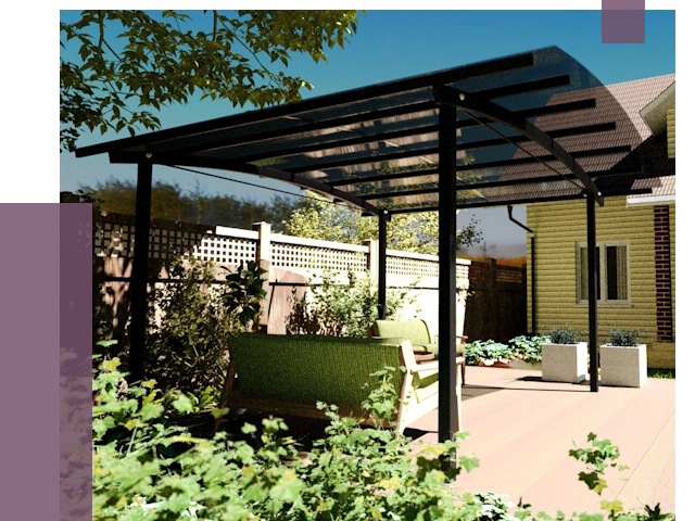 Навесы для террасы в Салавате от 13603 руб. под ключ | ПРОЛЁТ-Слв