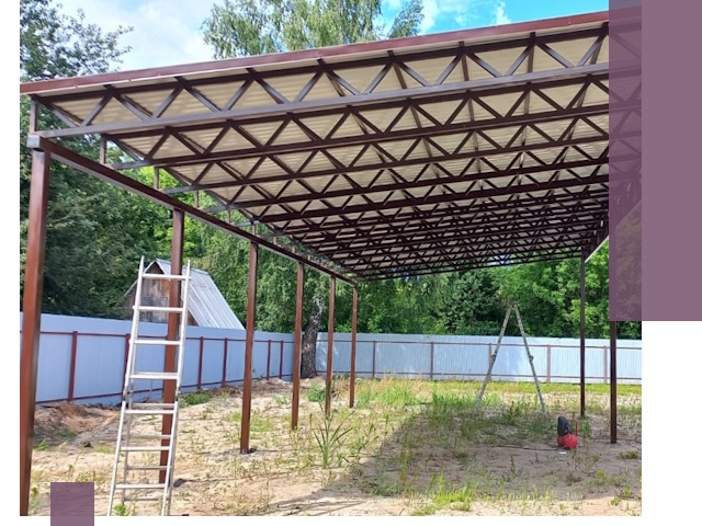 Односкатные навесы под ключ в Салавате — изготовление и монтаж