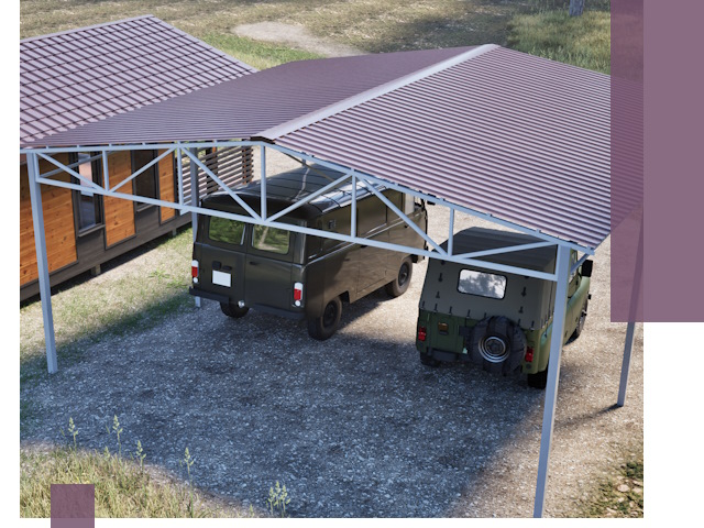 Двускатные навесы под ключ в Салавате — изготовление и монтаж